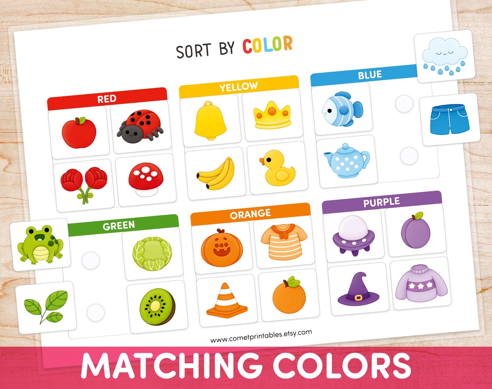 color matching worksheet preschool printable preschool etsy