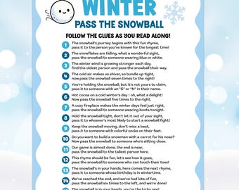 Pass the Snowball Game, Winter Pass the Prize Game, Pass the Gift, Kids Winter Party Games, Icebreaker Winter Games, Fun Holiday Party Games