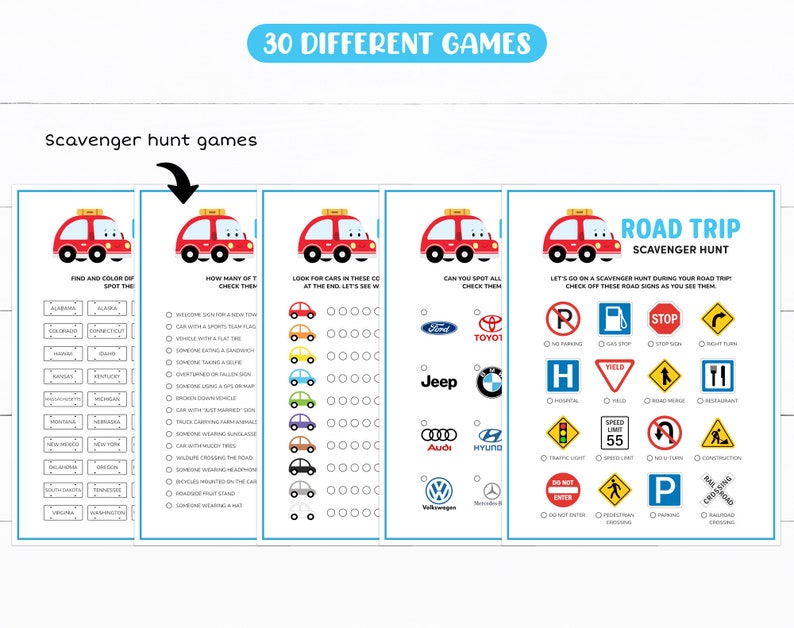 Kids Road Trip Games Bundle, Family Road Trip Pack, Printable Travel ...