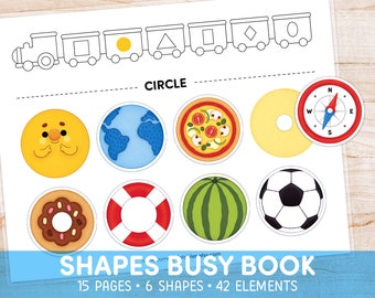 Shape Matching Montessori Busy Book, Toodler Busy Book 2 Year Old, Learning Shapes Preschool Worksheets, Pre-K Curriculum Shape Activities