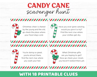 Candy Cane Hunt Clues, Candy Cane Scavenger Hunt, Candy Cane Treasure Hunt, Indoor Christmas Scavenger Hunt Kids, Christmas Treasure Hunt