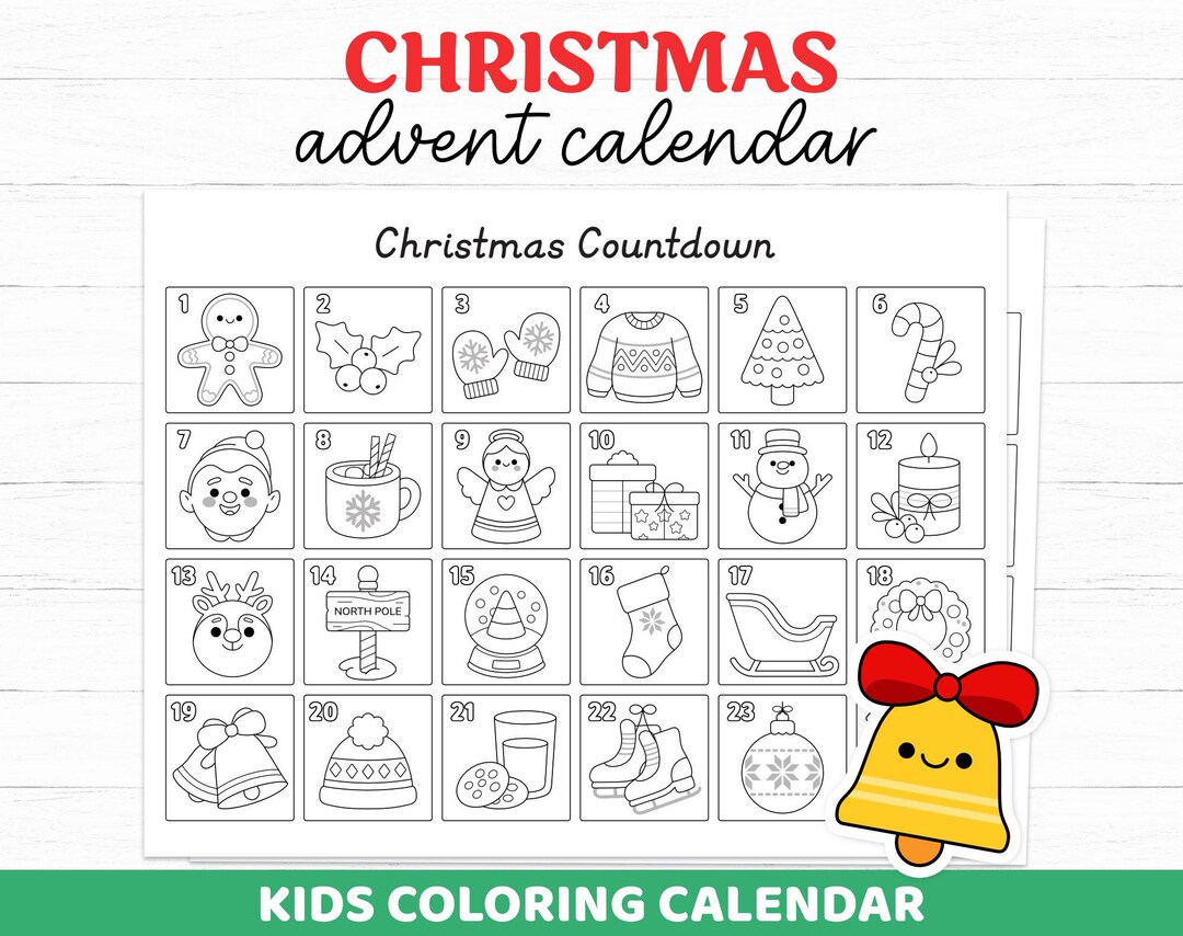Printable Advent Calendar for Kids, Christmas Countdown Calendar ...