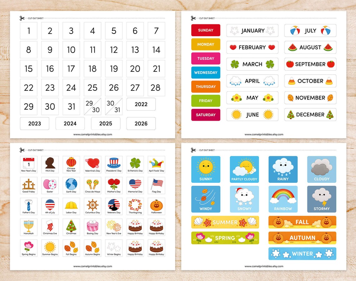 Perpetual Kids Calendar Homeschool Wall Calendar Morning Etsy