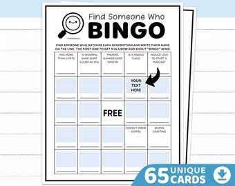 Editable Find the Guest Bingo Template, Find Someone Who Bingo Cards, Human Mingle Bingo, Get to Know You Icebreaker, Team Building Games