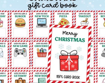 Christmas Gift Card Book Printable, Printable Gift Card Book, Gift Card Holder or Booklet, Christmas Gift Cards for College Teen or Adults