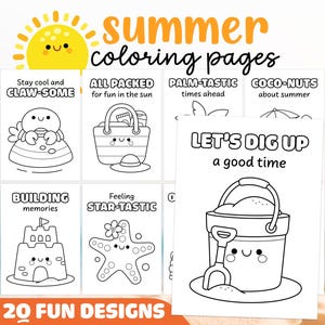 Printable Summer Coloring Pages for Kids, Mini Summer Coloring Book, Summer Coloring Sheets, Bold Coloring Page Bundle, Fun Summer Activity