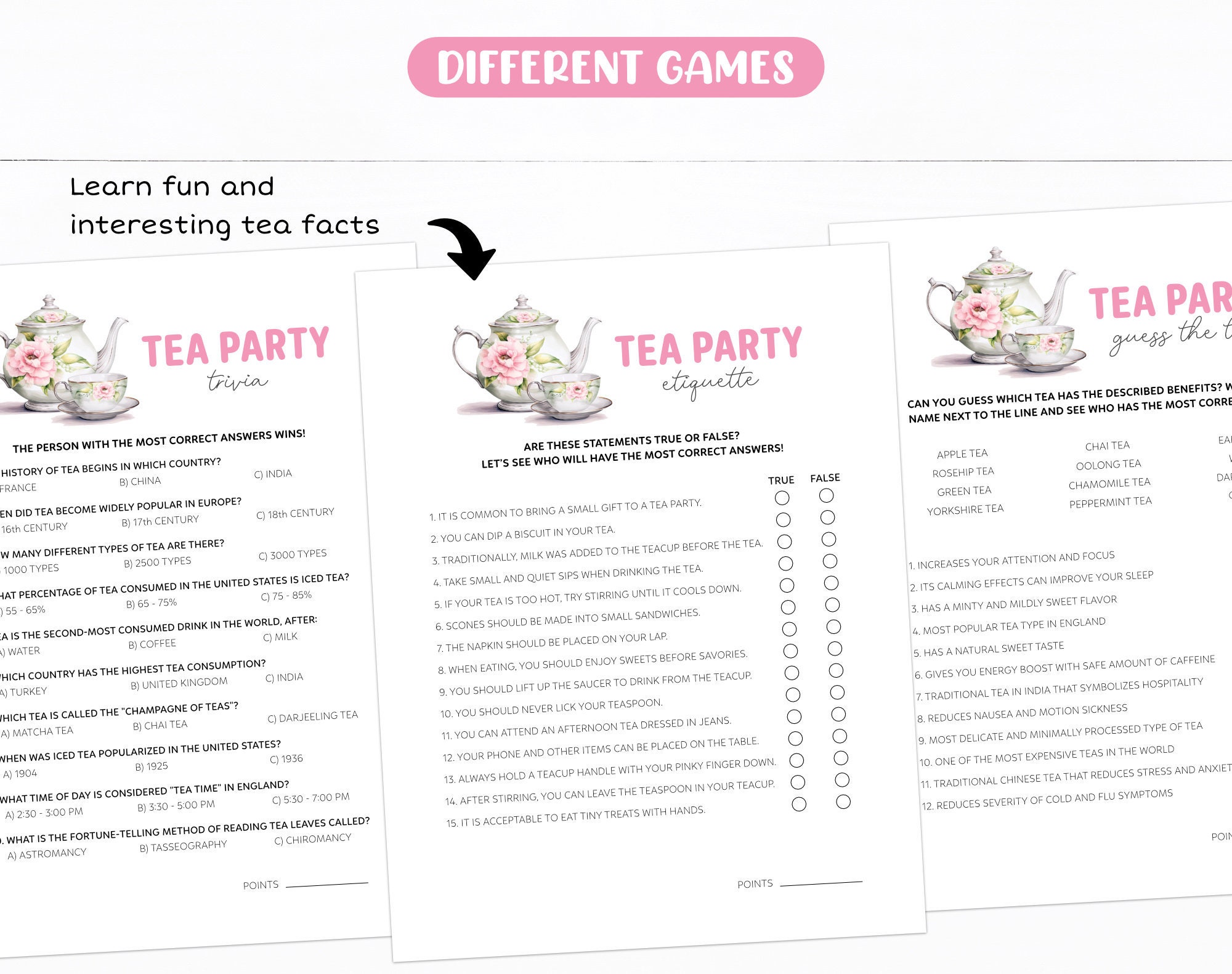 Printable Tea Party Activities Bundle, Kids Garden Tea Party Games ...
