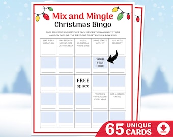 Editable Jingle and Mingle Bingo, Christmas Find the Guest Bingo Game ...