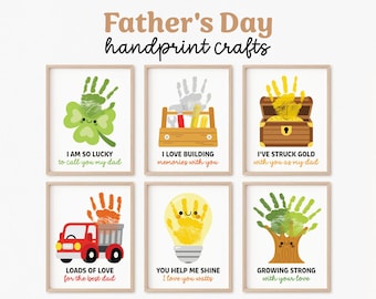 Pacchetto artistico con impronte delle mani per la festa del papà, lavoretto con impronte delle mani per la festa del papà, materiale stampabile per la festa del papà, pagina di attività per papà, regalo ricordo per asilo nido o scuola materna