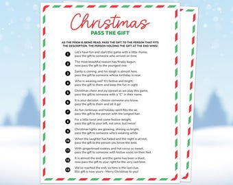 Christmas Pass the Gift Game, Pass the Gift Poem, Christmas Pass the Present, Pass the Prize, Holiday Gift Exchange Game, Christmas Games
