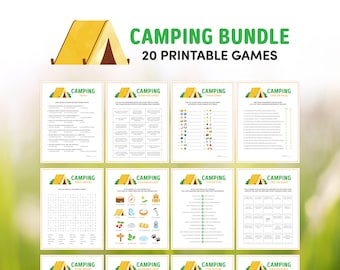 Camping Games Bundle, Camping Bundle, Camping Party Games for Kids, Camping Theme Activities, Summer Camp Printables, Activity Sheets Pack
