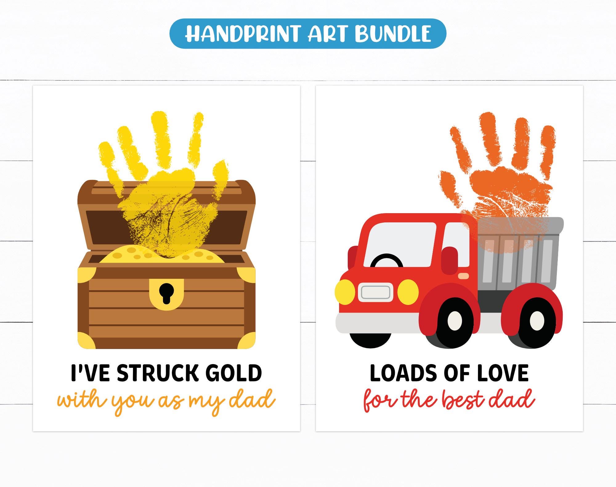 Fathers Day Handprint Art Bundle, Father's Day Handprint Craft, Fathers ...