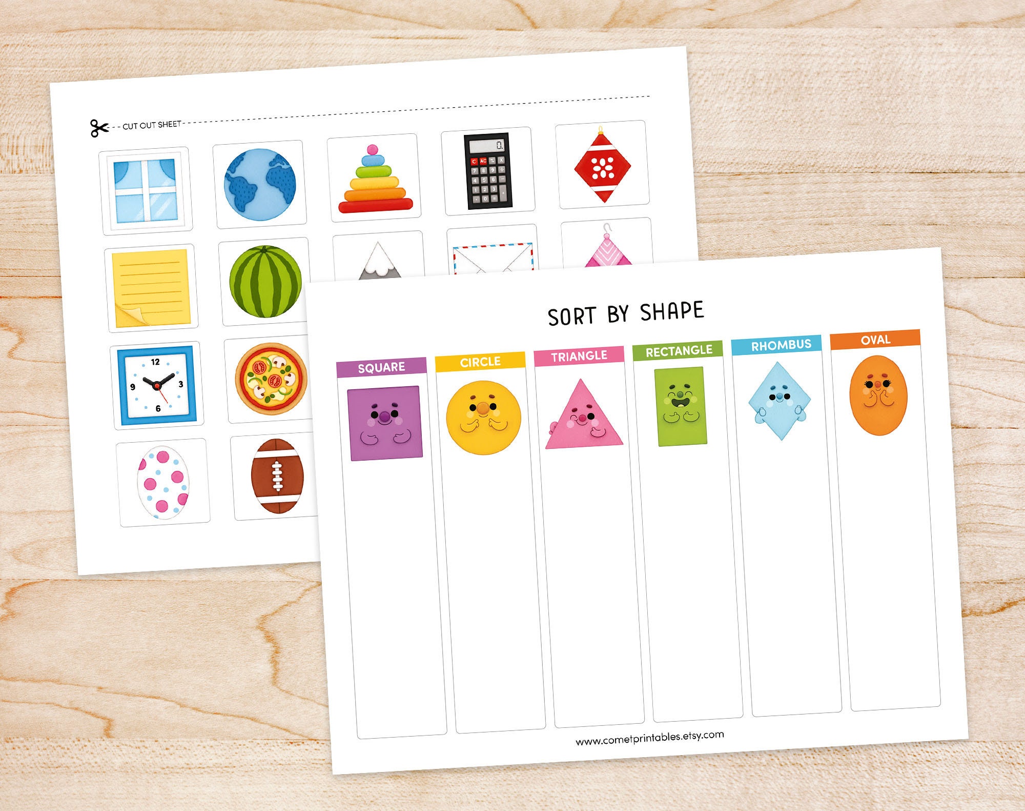 Shape Sorting Worksheet, 2d Shape Matching Worksheets Digital, Sort by ...