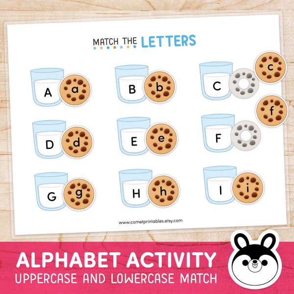 Uppercase and Lowercase Letter Matching Activity, Alphabet Matching Preschool Worksheets, Printable Busy Book Template, ABC Learning Sheets