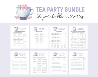 Kids Tea Party Games Bundle, Garden Tea Party Birthday Activities Set, Printable Tea Party Etiquette Trivia, Fun Spring Summer Outdoor Games