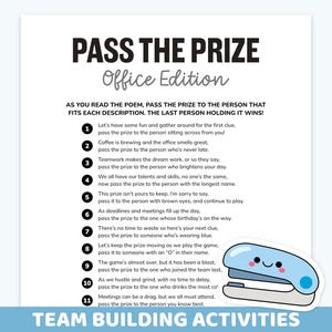 Office Pass the Prize Game, Pass the Prize Office Game, Work Pass the Gift Game, Pass the Gift Poem, Office Games, Staff Team Building Games