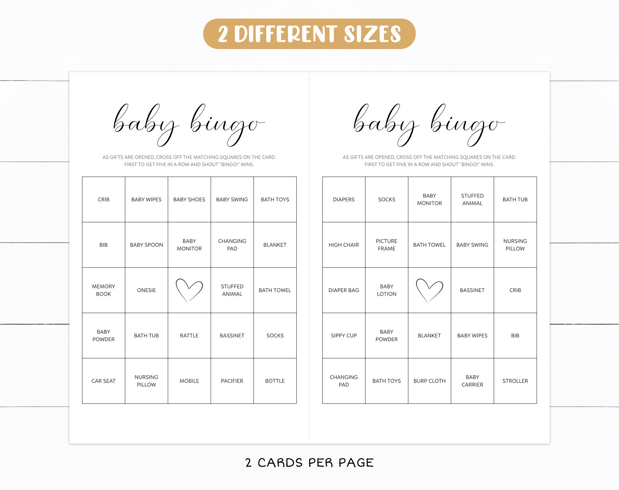 60 Baby Shower Bingo Cards, Prefilled Gift Opening Bingo, Fun Gender ...