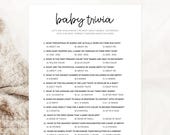 Baby Shower Trivia Game, Baby Trivia Game, Minimalist Baby Trivia Quiz, Trivia Questions With Answer Key, Fun Baby Shower Games Printable