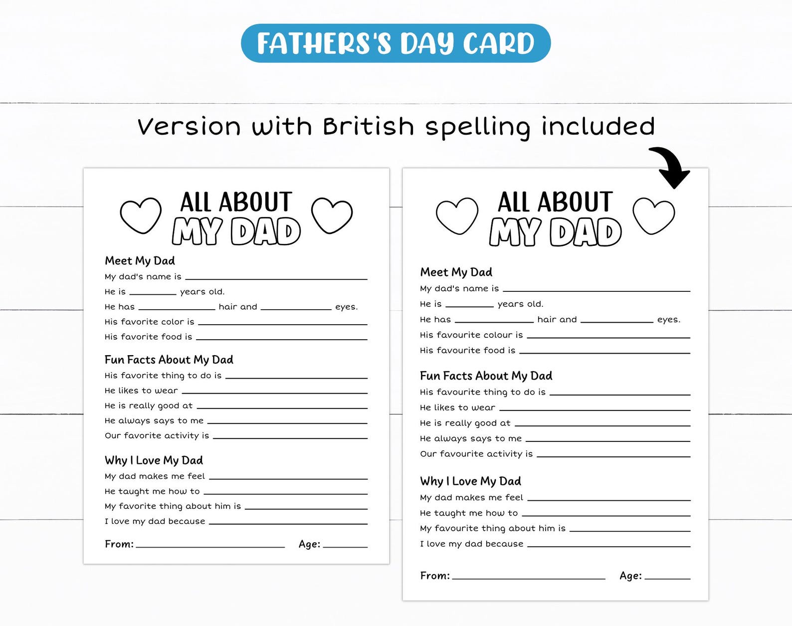 Printable All About My Dad Questionnaire, Fill in the Blank Fathers Day ...