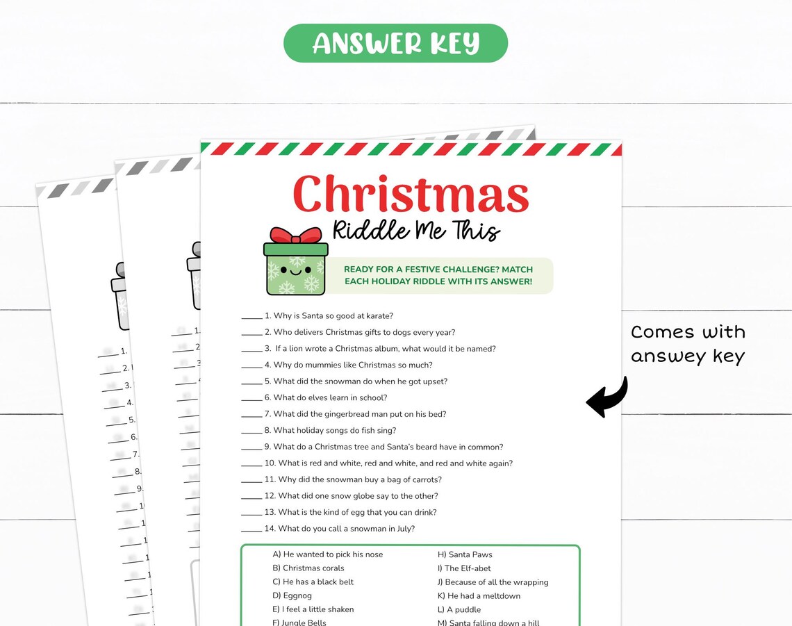 Christmas Riddles Game, Holiday Riddles and Jokes, Riddle Me This ...