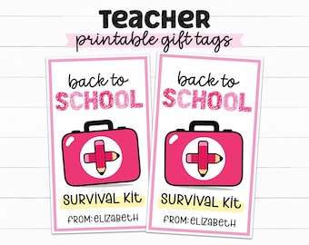Teacher Gift Tag - Back to School Survival Kit Gift Tag, First Day of ...