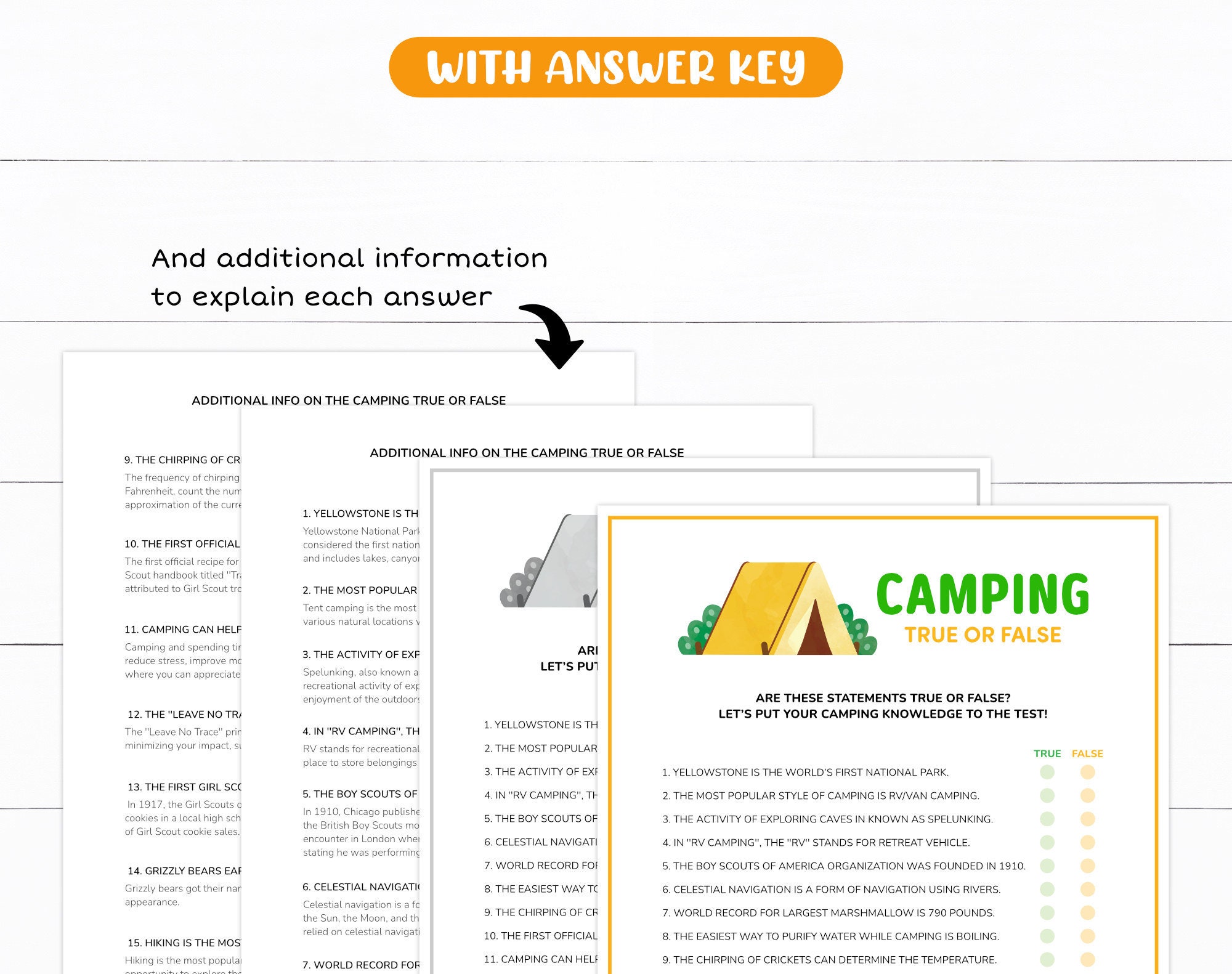 Camping Trivia Game, Camping Quiz Games, Camp Printables, Wildlife ...