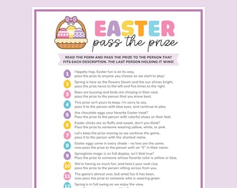 Easter Pass the Prize Game, Pass the Prize Easter Game, Pass the Prize Poem, Easter Pass the Gift Game, Pass the Present, Easter Party Games