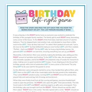 Left Right Birthday Game, Right Left Birthday Game, Birthday Left Right, Left Right Poem, Pass the Gift, Gift Exchange Story, Pass the Prize