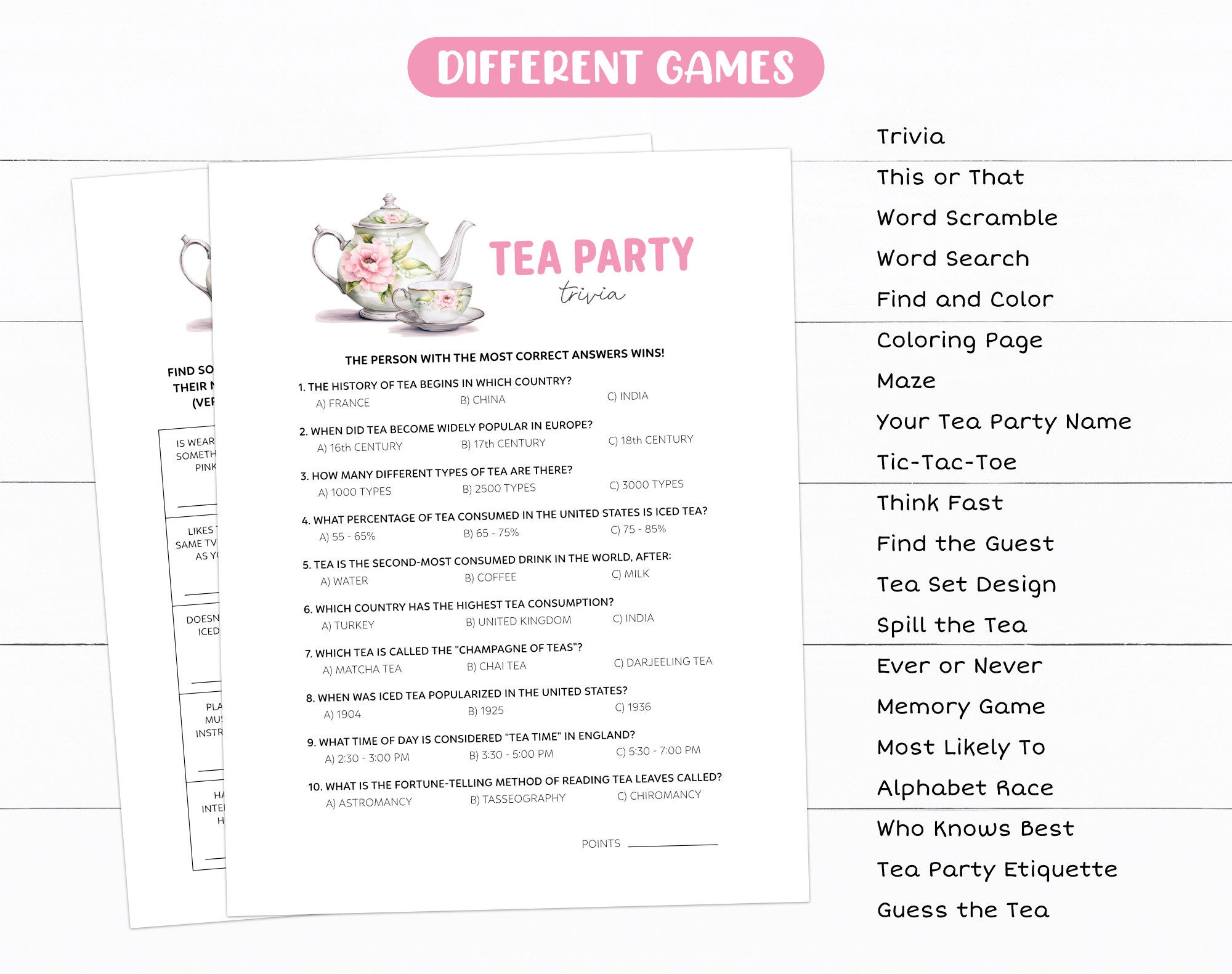 Printable Tea Party Activities Bundle, Kids Garden Tea Party Games ...