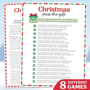 Christmas Pass the Gift Game, Pass the Prize Poem, Pass the Present, Christmas Gift Game, Christmas Gift Exchange Game, Christmas Party Game