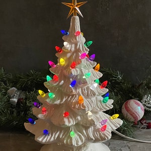 White Ceramic Christmas Tree, 10”Nowell Tree, Light Up Tree, Made to order