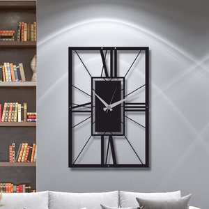 Metal Wall Clock With Numbers, Metal Wall Clock, Rectangle Wall Clock, Wall Clock Unique, Clock For Man Cave, Large Wall Clock, Silent Clock