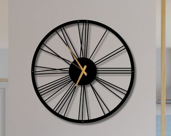 Oversized Wall Clock With Numbers, Metal Wall Clock, Round Wall Clock, Minimalist Wall Clock, Wall Clock Unique, Clock Wall Art