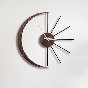 Moon And Sun Wall Clock, Modern Living Room Decor, Unusual Wall Clocks, Silent Quartz