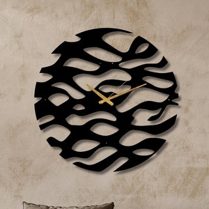 Waves Wanduhr, Metallwanduhr, extragroße Uhr, abstrakte Wanduhr, übergroße Wanduhr, neue Hauswanduhr, Küchenwanduhr