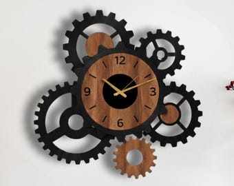 Unique Steampunk Wall Clock, Unusual Mechanical Wall Clocks, Man Cave Decor