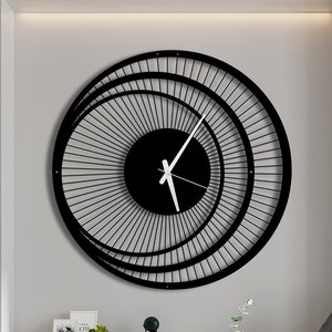 Reloj de pared único, reloj de pared redondo, reloj de pared de metal de triple círculo, reloj de pared de gran tamaño, reloj de pared moderno, reloj de pared de metal Silver