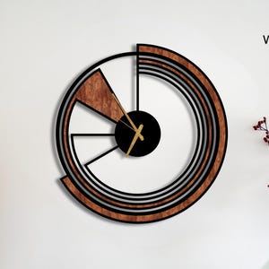 Industrial Circle Wooden Wall Clock, Large Silent Contemporary Design, 50–100 cm