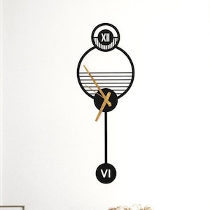 Mid Century Modern Pendel Wanduhren, Lange Wanduhr, Minimalistisches Design für Wohnzimmer