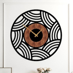 Wooden Wall Clock, Modern Wood Wall Clock, Oversized Wall Clock, New Home Gift, Kitchen Clock, Metal Wood Wall Decor