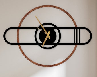 Wooden Circle Wall Clock, Silent Quartz, Modern Large Design, Unusual Wall Clocks