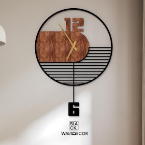 Round Wooden Wall Clock, Large Modern Wall Clock, Metal Wall Clock, Clock For Wall, Unique Wall Clock, Minimalist Clock, Housewarming Gift