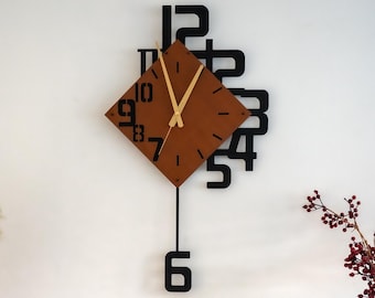 Pendulum Wall Clocks With Numbers, Designer Clock, Modern Large Design for Living Room