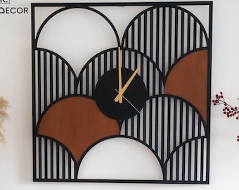 Hölzerne ungewöhnliche Wanduhren, übergroße Designer-Uhr, modernes abstraktes Design für Wohnzimmer