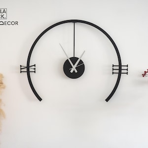 Nowoczesny zegar ścienny z otwartą ramą metalową – cichy, wyjątkowy, minimalistyczny design (50–100 cm)