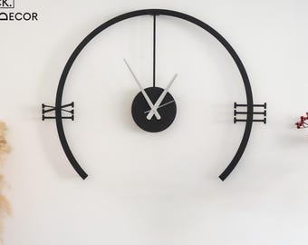 Minimalist Open Frame Metal Wall Clock, Oversized Modern Wall Clocks, Farmhouse Gift