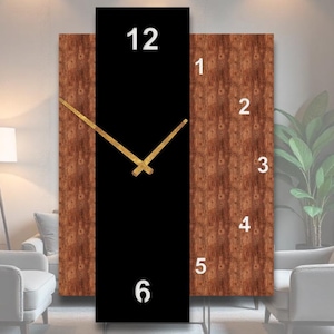 Wooden Wall Clock With Number, Modern Wall Clock, Extra Large Clock, Clock Wall Art, Living Room Wall Clock, Silent Clock, Mid Century Clock