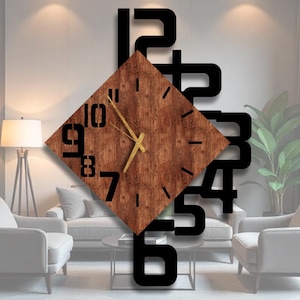 Modern Wall Clock With Number, Large Wall Clock, Wall Clock Wood, Wall Clock Unique, Wall Clock For Living Room, Clocks For Wall