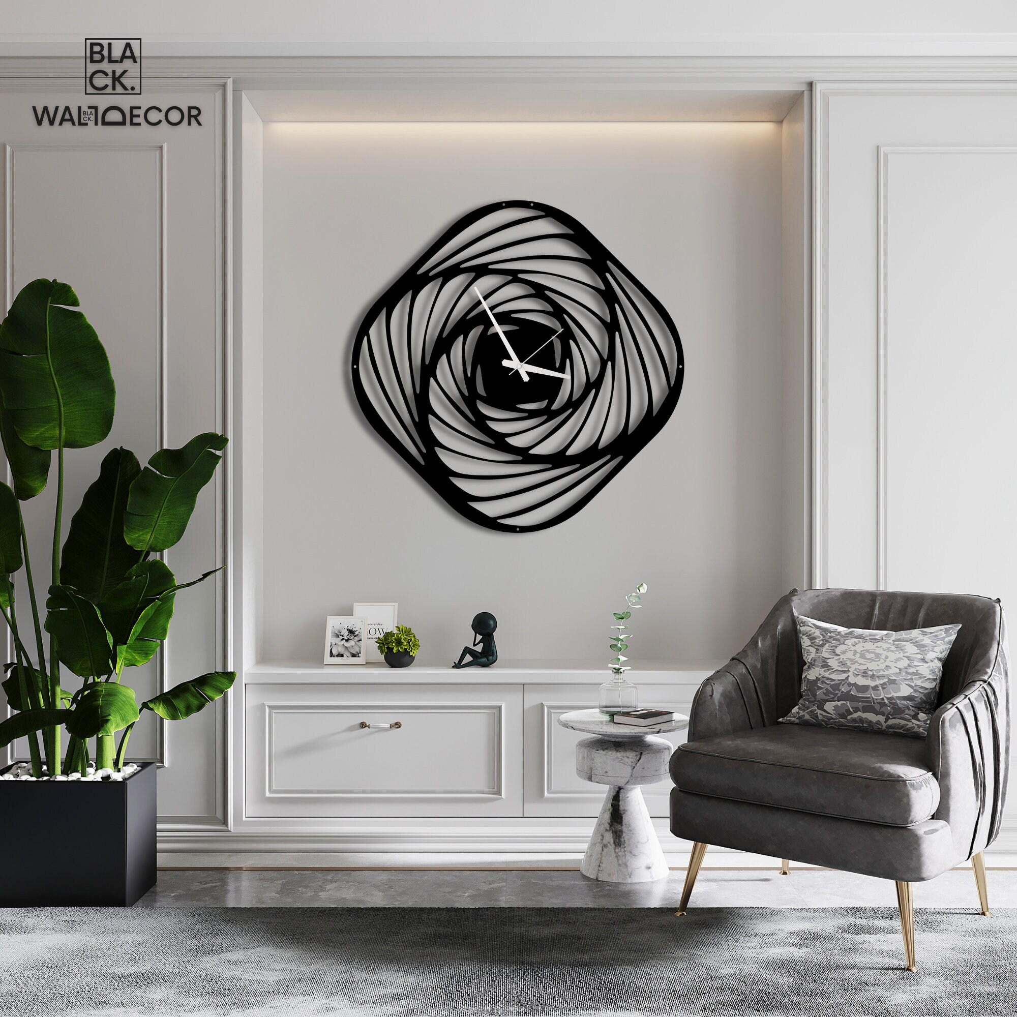 Abstract Vortex Wall Clock, Large Wall Clocks, Silent Quartz