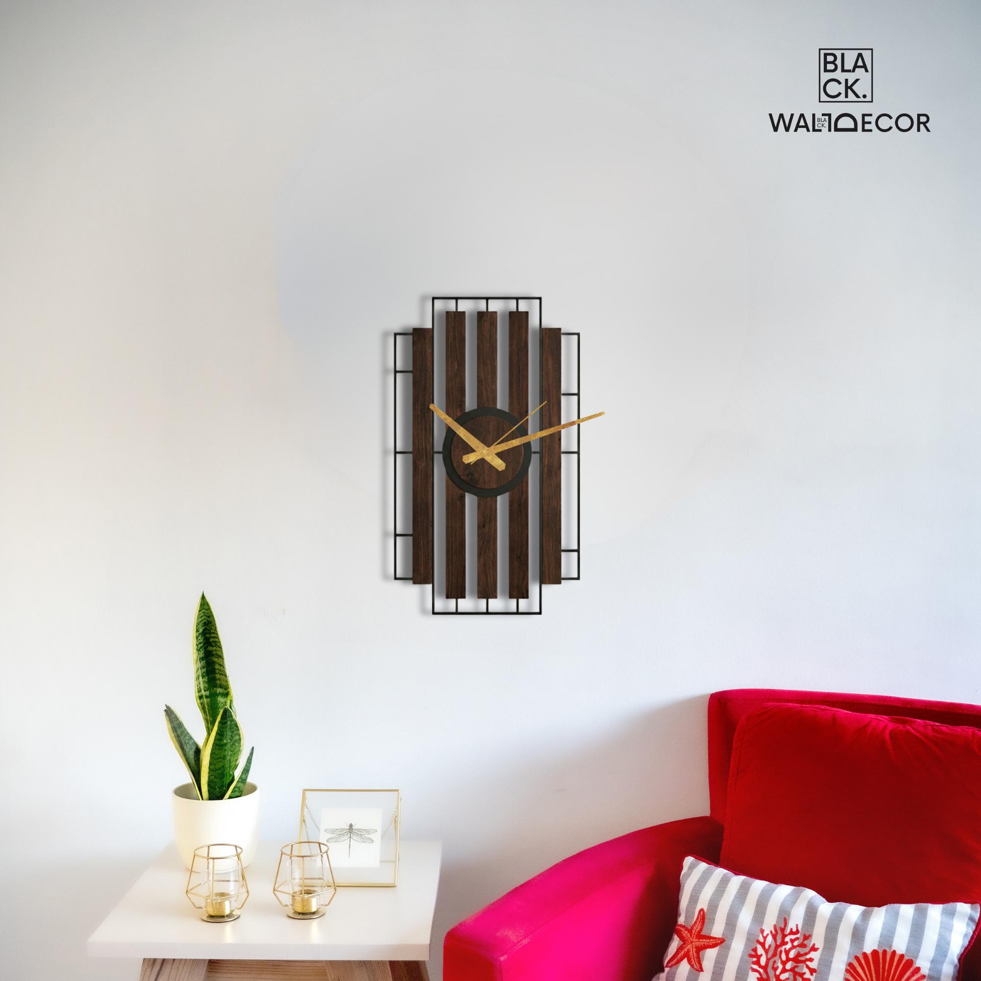 Rectangular Calendar Clocks Rectangle Modern Wood Wall Clocks, Non Tick Clock, Living Room Designer ...